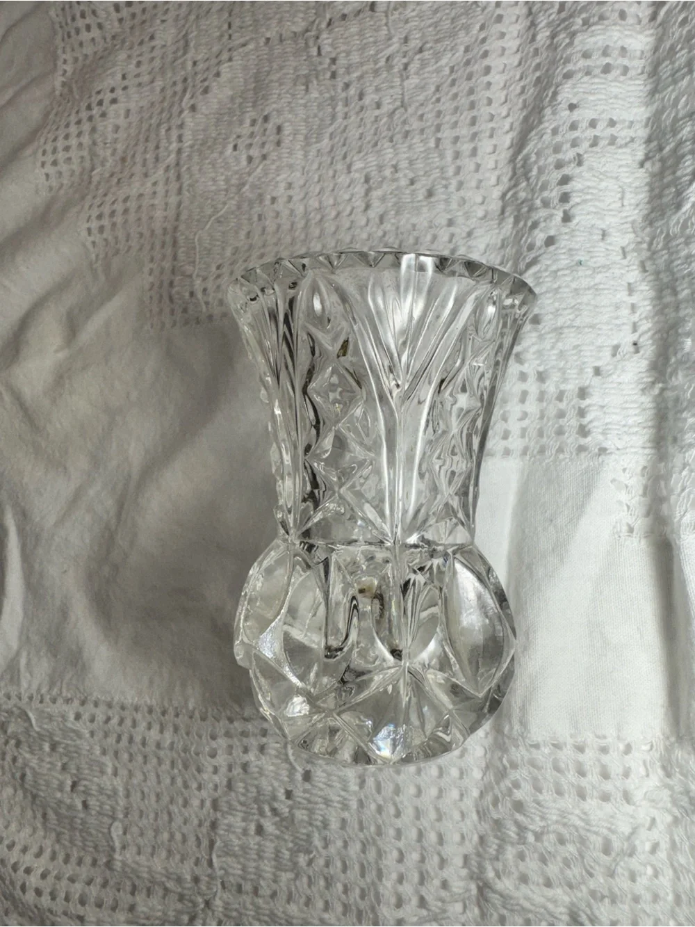 Lead Crystal-Style Clear Cut Glass Bud Vase -
